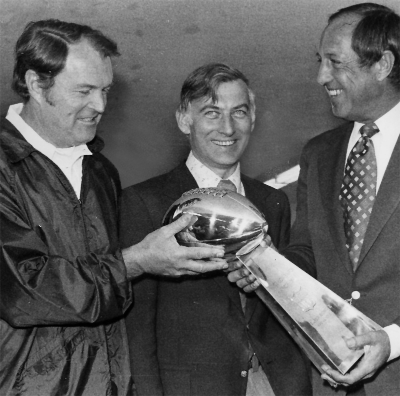 Chuck Noll media photo with Dan Rooney and Pete Rozelle